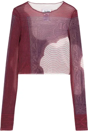 Jean Paul Gaultier Long-sleeve mesh crop top