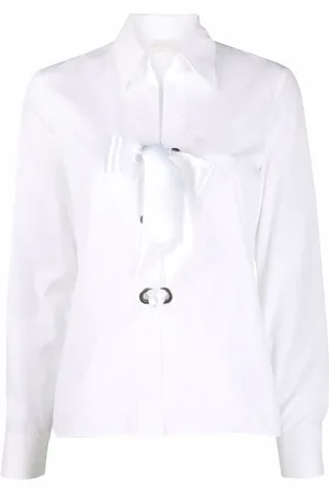 VALENTINO GARAVANI 2000s V-neck bow-detailing shirt