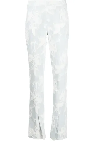 ZIMMERMANN Floral-embroidery straight-leg jeans
