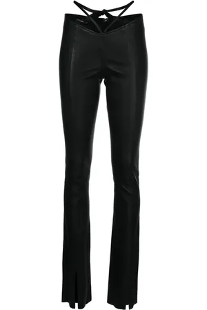 Manokhi Tie-fastening leather skinny trousers
