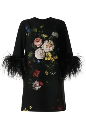 Elie saab Feather-trim floral minidress