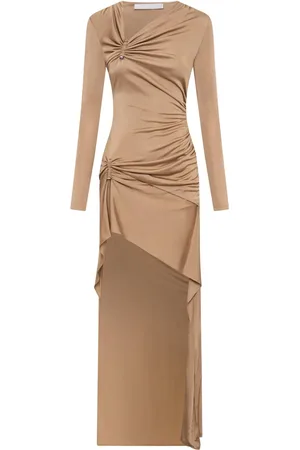 DION LEE Gathered-detail asymmetric maxi dress
