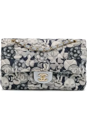CHANEL 2016-2017 Medium Classic Nylon Cat Emoticon Double Flap shoulder bag