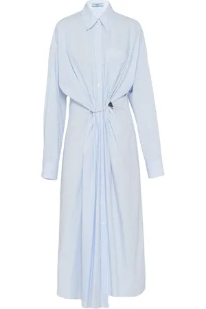 Prada Safety pin-embellished striped shirtdress