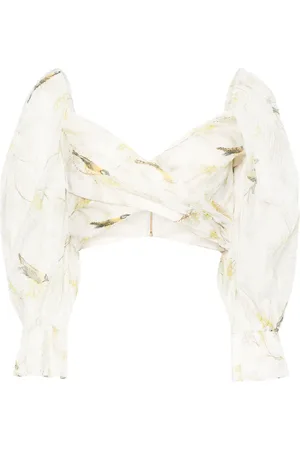 ZIMMERMANN Acacia Birds-print cropped blouse