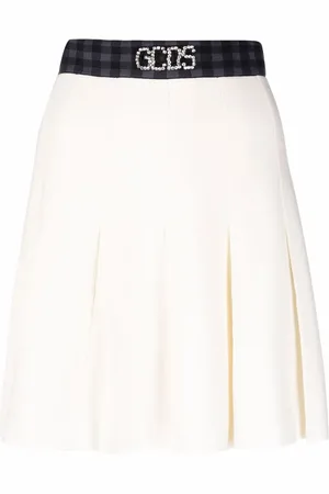 GCDS Embellished logo-waistband skirt