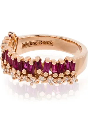 Suzanne Kalan 18kt rose gold Short Slack ruby half band ring