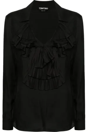 Tom Ford Plissé ruffle-collar blouse