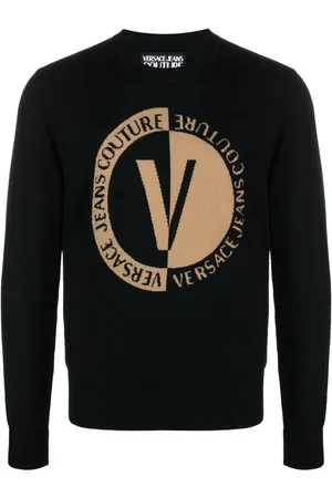 VERSACE Intarsia-knit logo wool jumper