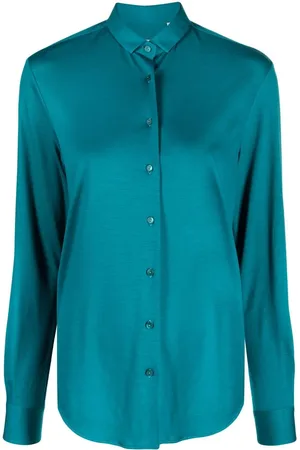 Xacus Curved-hem virgin wool shirt