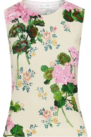 Oscar de la Renta Geranium-print tank top