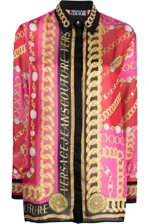 VERSACE Colour-block chain-link print shirt