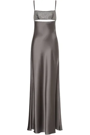 Alberta Ferretti Crystal-embellished satin gown