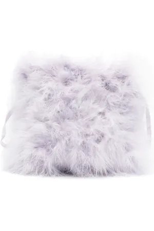 YVES SALOMON Feather-embellished clutch bag