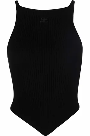 Courrèges Mesh Tips ribbed-knitted tank top