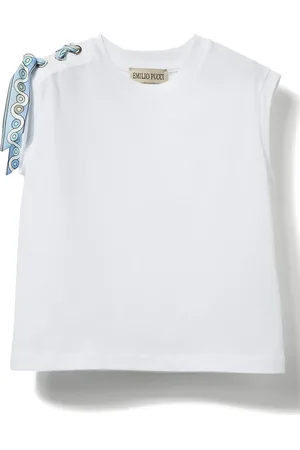 PUCCI Junior Lace-up cotton T-shirt
