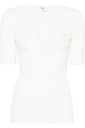 Elisabetta Franchi Crossover-lace knitted top