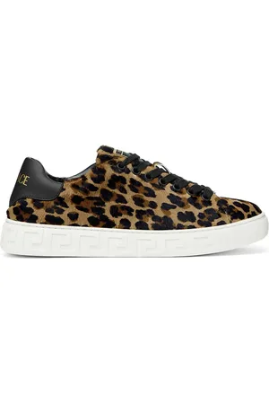 VERSACE Greca leopard-print sneakers