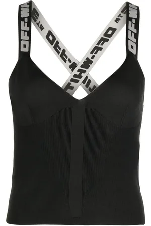 OFF-WHITE Logo-tape knitted top