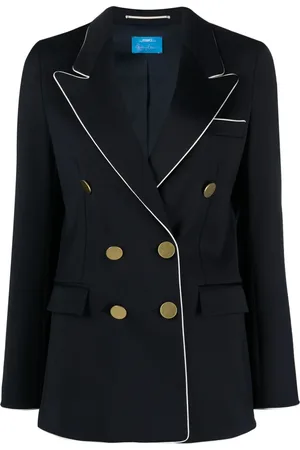 ..,MERCI Contrast-trim double-breasted blazer