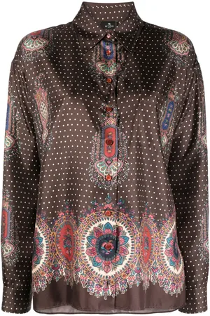 Etro Mix-print pointed-collar silk shirt