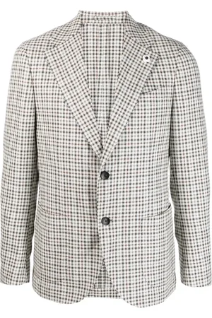 LARDINI Single breasted wool-blend blazer