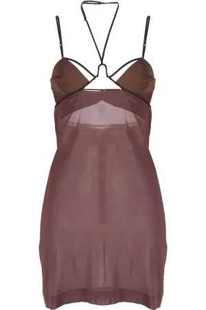 Nensi Dojaka Strap-detailing semi-sheer minidress