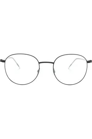 HUGO BOSS Logo-engraved round-frame glasses