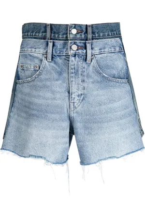 JNBY Raw-cut asymmetric denim shorts