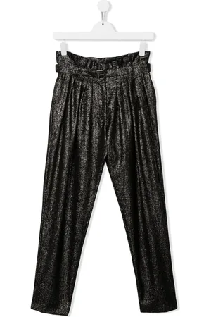 Balmain Metallic-finish belted trousers