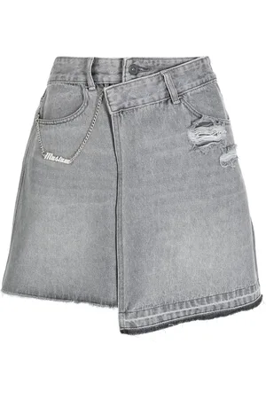 Musium Div. Asymmetric distressed mini denim skirt
