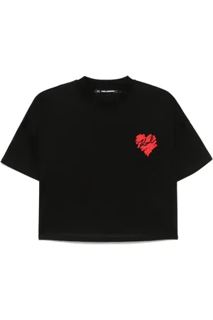 Karl Lagerfeld Heart-motif cropped T-shirt