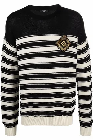 Balmain Logo-badge knitted sailor jumper