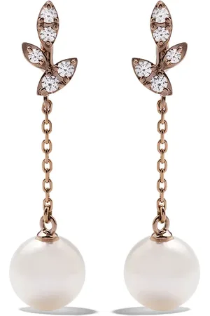 Tasaki 18kt rose Collection Line Kugel pearl and diamond earrings