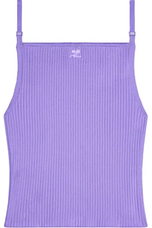 Courrèges Logo-embroidered ribbed tank top
