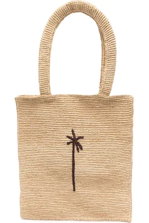 MANEBI Raffia Plam tote bag