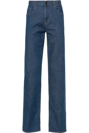 CANALI Logo-patch mid-rise jeans