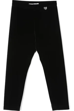 MONNALISA Logo-plaque velvet leggings