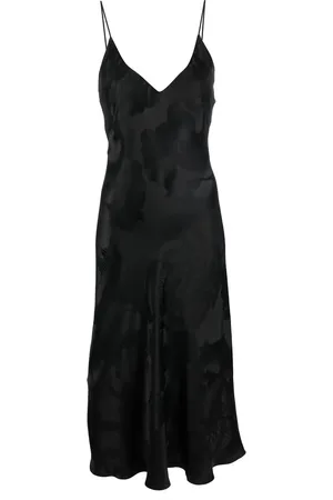 CARINE GILSON Silk jacquard-print midi slip dress