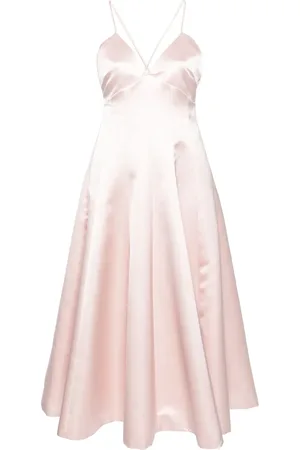 Serafini Flared duchess-satin midi dress