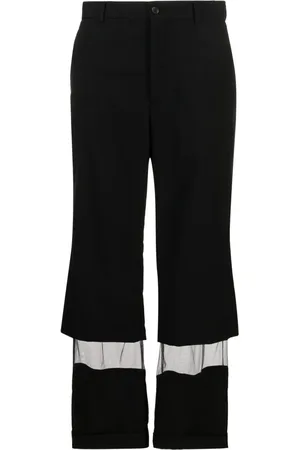 NOIR KEI NINOMIYA Tulle-panel cropped wool trousers