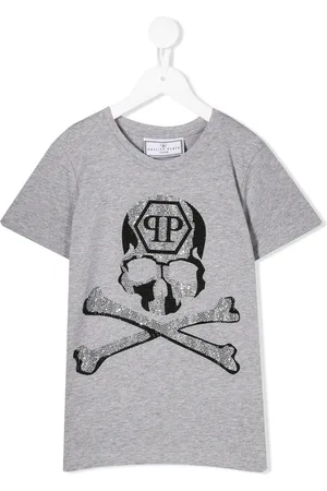 Philipp Plein Skull and crossbones crystal embellished T-shirt
