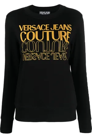 VERSACE Logo-print cotton jumper
