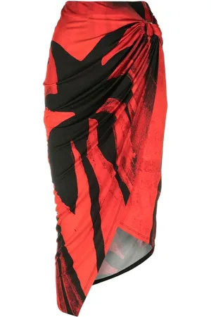 Louisa Ballou Asymmetric graphic-print skirt