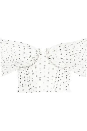 Self-Portrait Polka-dot print cropped top