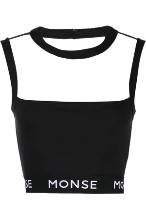 MONSE Logo-print panelled crop top