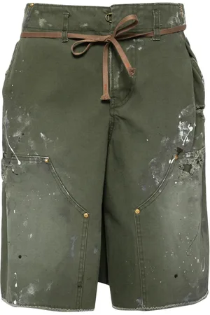 Kolor Paint-splatter denim shorts