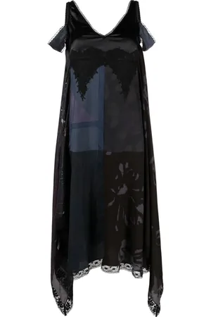 Marine Serre V-neck silk midi dress