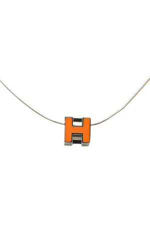 Hermès 20th Century Palladium Plated Cage dH Cube Necklace costume necklace