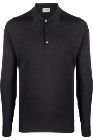 JOHN SMEDLEY Button-front long-sleeved polo shirt